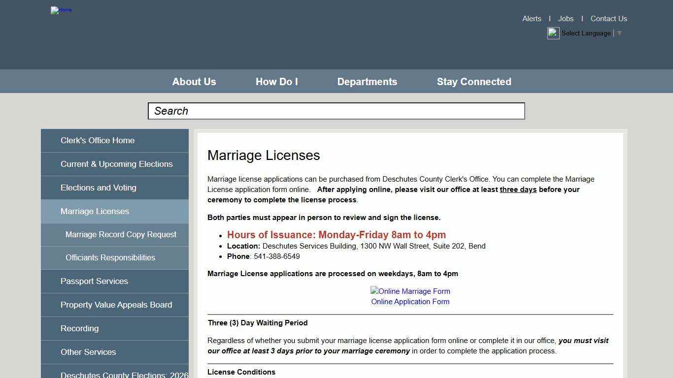Marriage Licenses Deschutes County Oregon